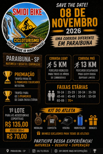 1ª CORRIDA RÚSTICA PARAIBUNA SMIDI BIKE CICLOTURISMO