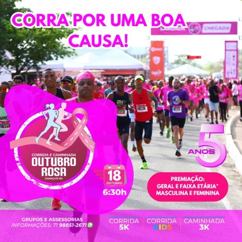 5ª Corrida E Caminhada Outubro Rosa CamaÇari 2026