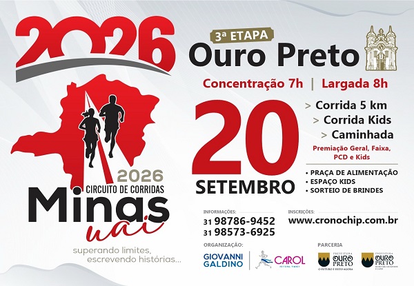 CIRCUITO DE CORRIDA – MINAS UAI 2026 - ETAPA OURO PRETO