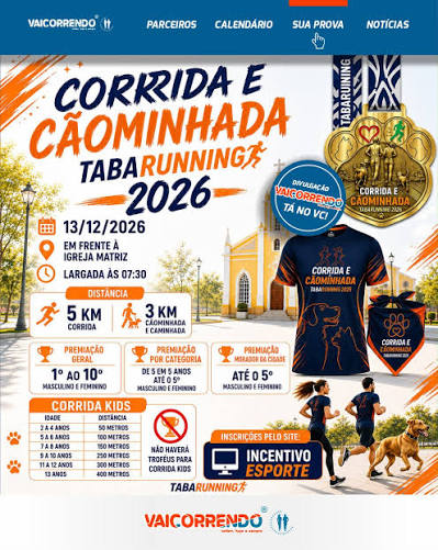 PRIMEIRA CORRIDA E CÃOMINHADA TABARUNNING 2026