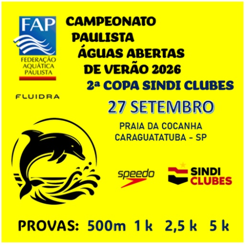 CAMPEONATO PAULISTA DE ÁGUAS ABERTAS DE VERÃO - 2A Copa sindi clubes de águas abertas 2026