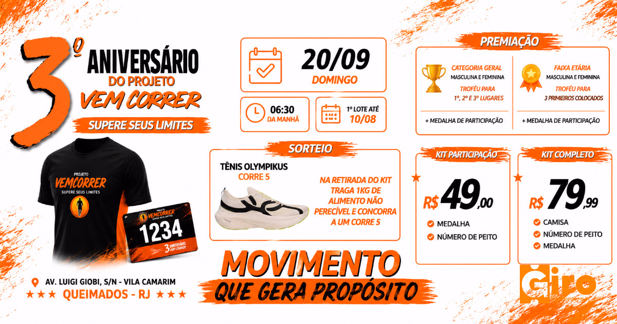 Corrida 3º Aniversário Projeto Vem Correr
