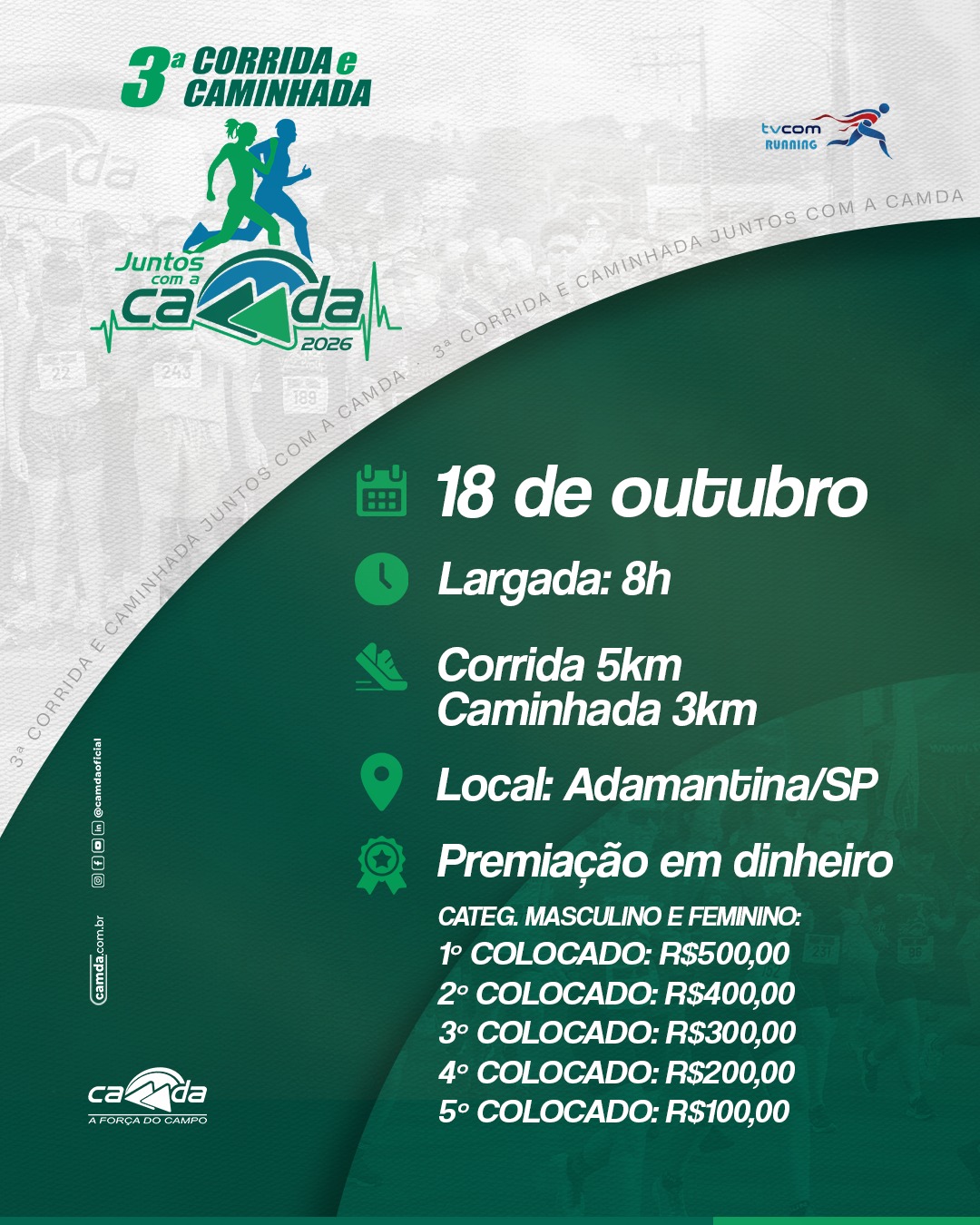 3ª Corrida e Caminhada Juntos com a Camda