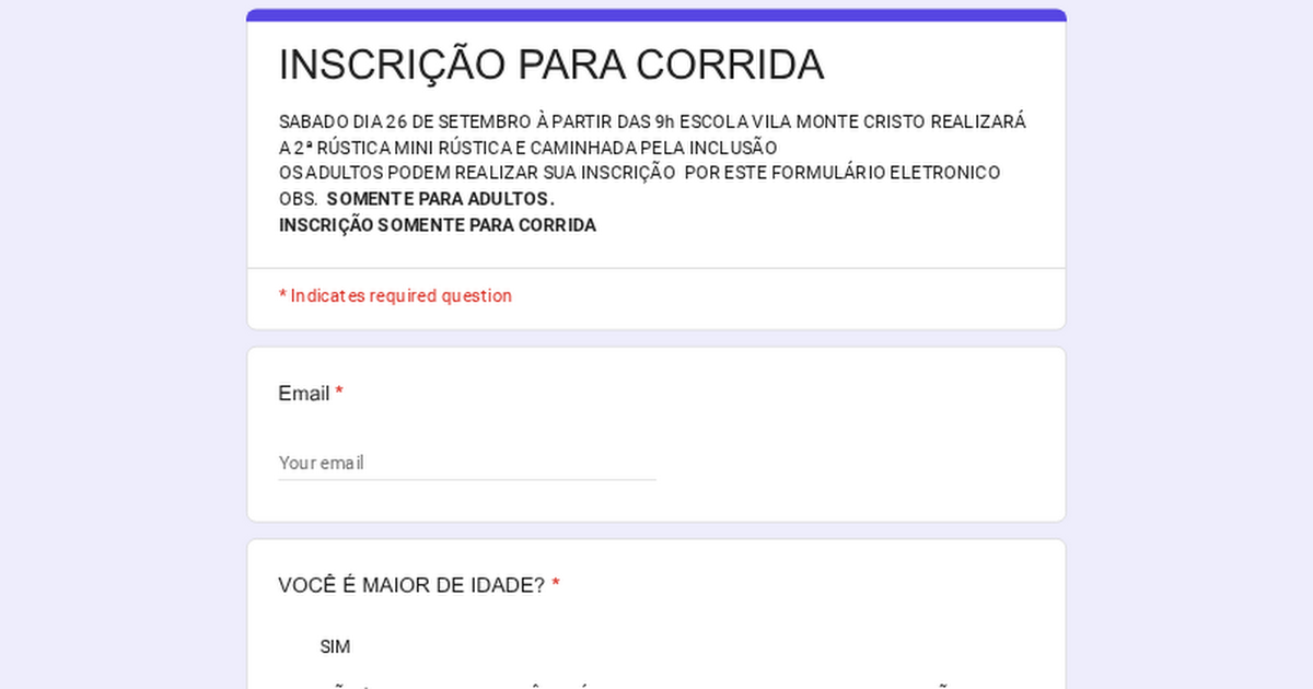 2ª Mini-Rústica e Caminhada pela Inclusão