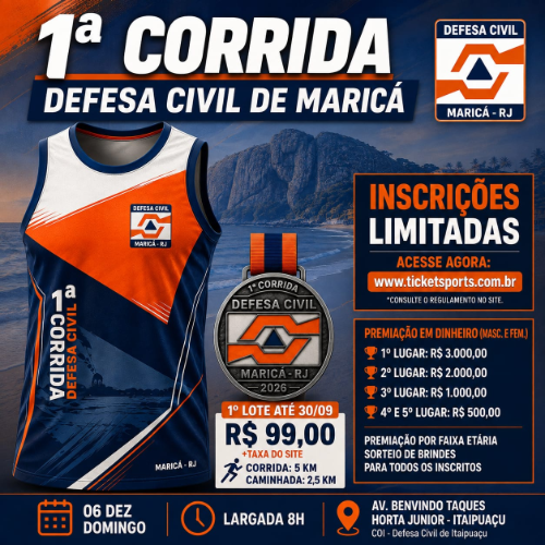 1ª CORRIDA E CAMINHADA DEFESA CIVIL DE MARICÁ 2026